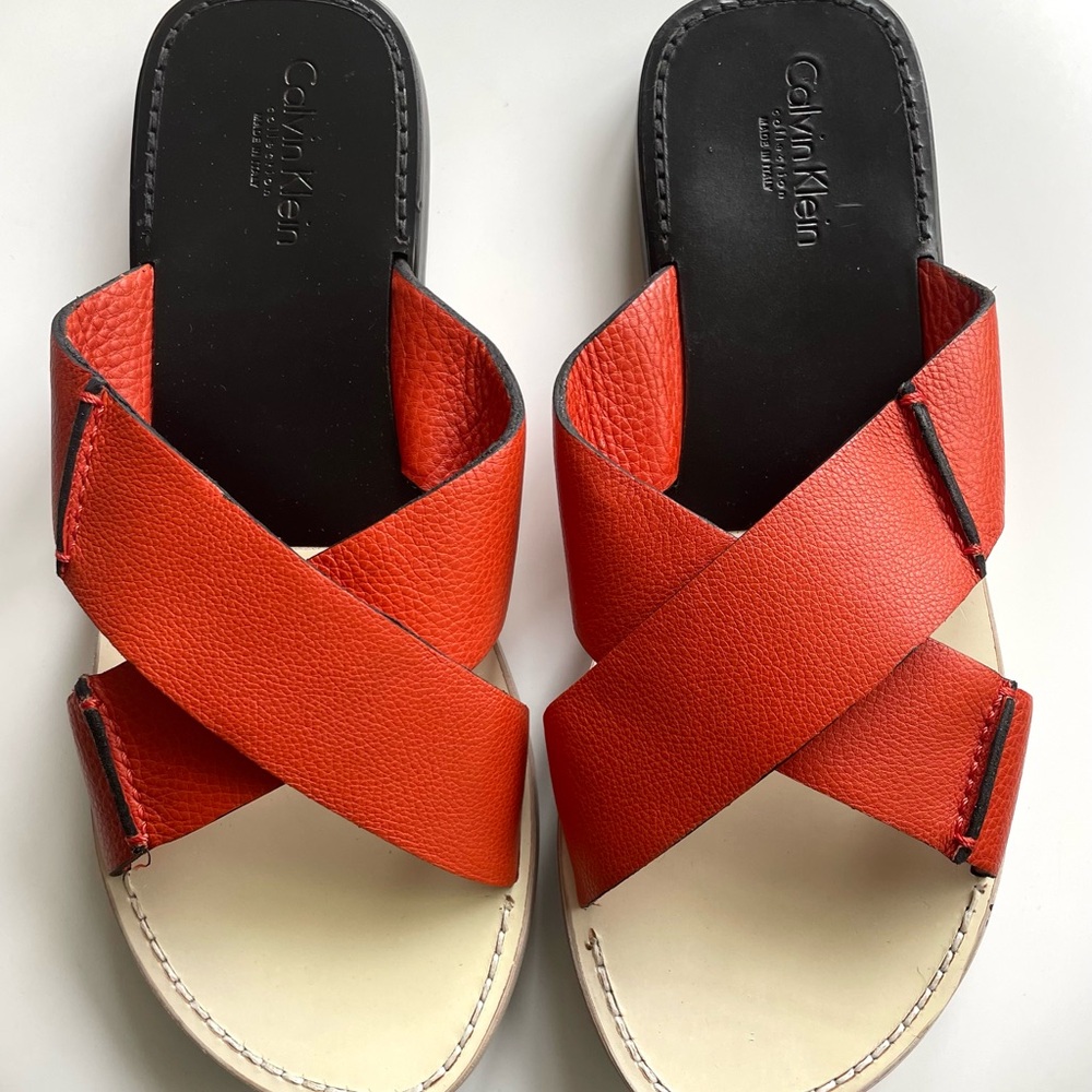 Calvin Klein Collection Men’s Burnt Orange Slide/Sandals Size 11